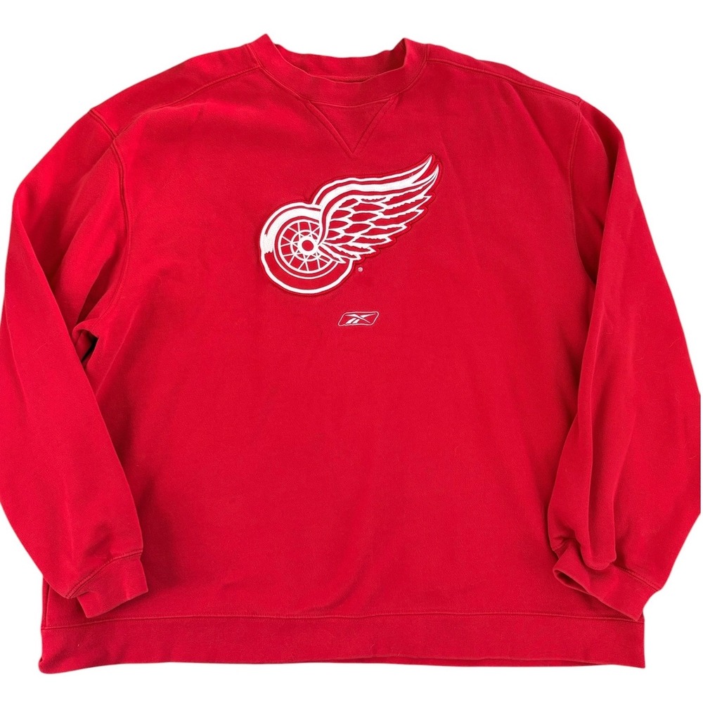 Reebok Vintage Detroit Red Wings Embroidered NHL Sweatshirt Mens‎ XL Wheel Logo